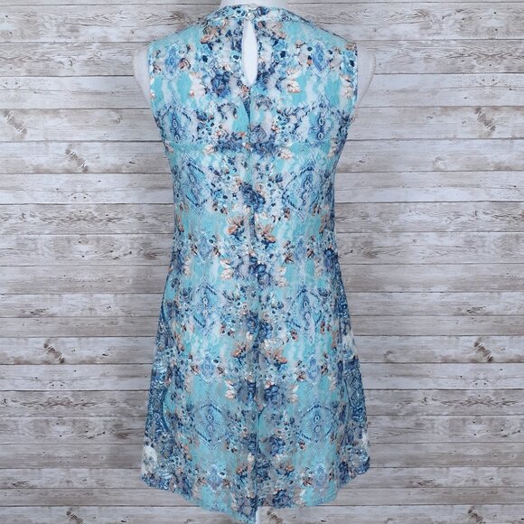 Love Reign Lace Sleeveless Dress XS Blue Floral 124A - Picture 3 of 6